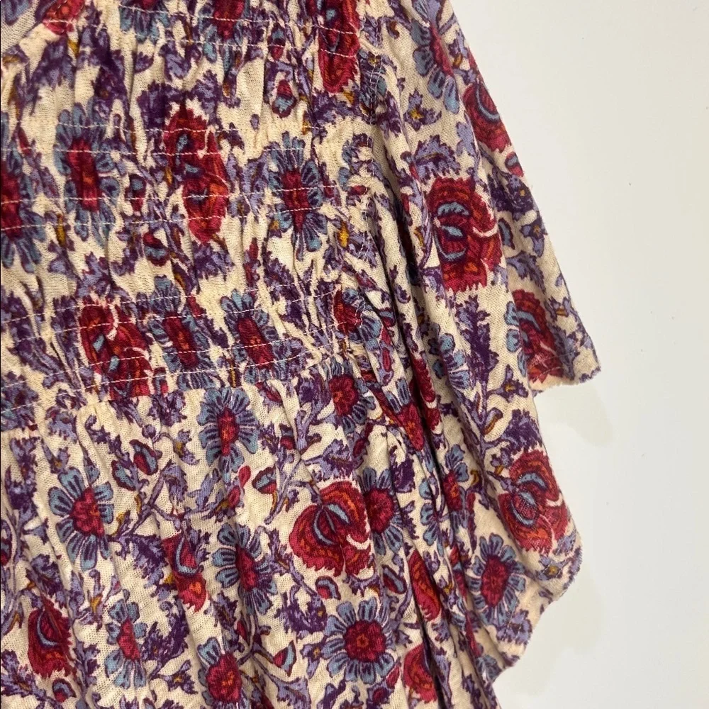 FREE PEOPLE Boho Multi-Color Floral Cropped Blouse Size Small